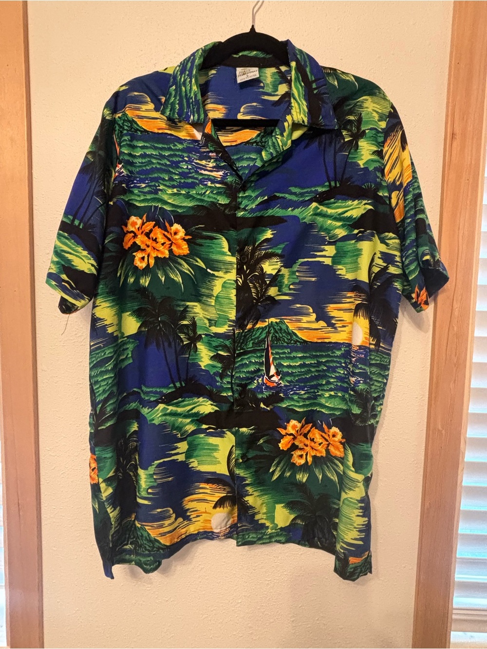 Tropical Blue & Green Hawaiian Button-Down Shirt